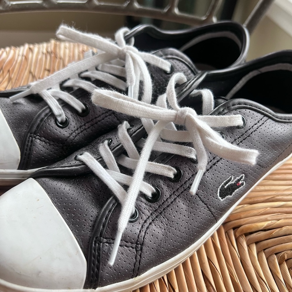 Lacoste Black and White Athletic Shoes - Picture 3 of 9